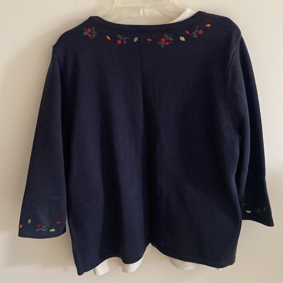 Christopher & Banks Navy Pumpkin Patch Cats Fall Leaves Sweater Set - Picture 8 of 8